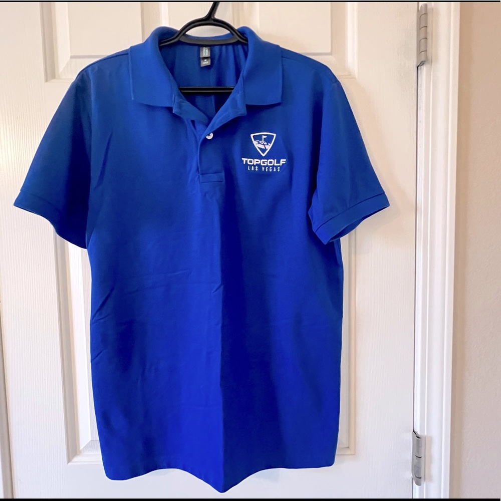 Topgolf Las Vegas District Made Mens polo blue medium new without tags